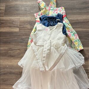 Floral ,Lace,  and Denim girls dress Set . All 3 in bundle one price .